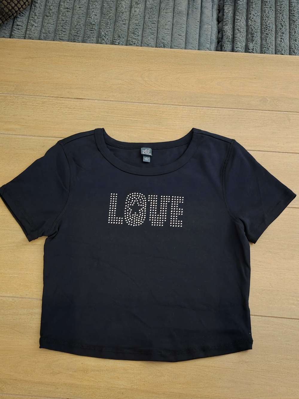 wild fable Black Short-Sleeve Tee with Studded LOVE Graphic